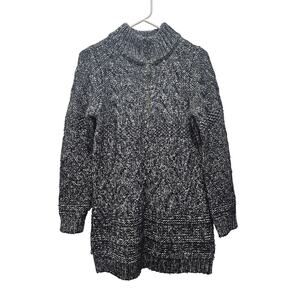 Soft Surroundings Marled 1/2 Zip Funnel Neck Sweater Tunic Lagenlook 3X Gray